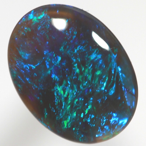SOLID BLACK CRYSTAL OPAL Bright peacock blue and emerald green